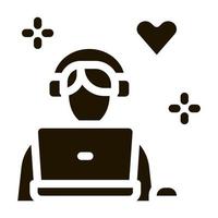 Man in Headphones Icon Vector Glyph Illustration