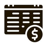 icono de glifo de moneda de dólar y calendario financiero vector