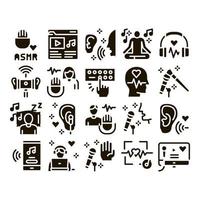 Asmr Sound Phenomenon Glyph Set Vector