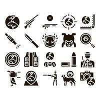 Hunting Equipment Glyph Set Vector