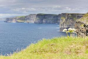 Panoramic view on the Cliffs of Moher from Moher fort during daytime photo