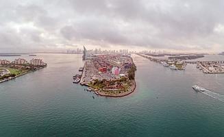 Drone panorama over Miami harbor and cruise ship terminal photo