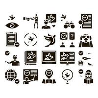 Bird Watching Tourism Glyph Set Vector