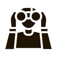Human Watching Binocular Icon Vector