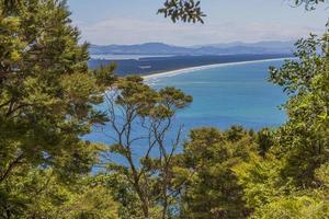 View from Mount Mainganui to Matakana Island on northern island of New Zealand in summer photo