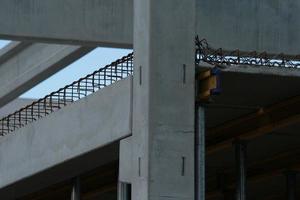 Precast concrete elements on construction site photo