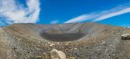 Panoramic picture of Hverfjall volcano crater on Iceland in summer during daytime photo