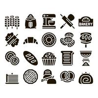 Bakery Tasty Food Glyph Set Vector