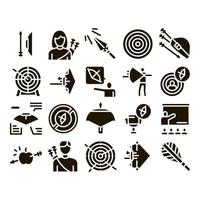 Archery Activity Sport Glyph Set Vector