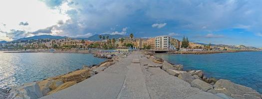 Panorama over the harbour of the Italian city of San Remo photo