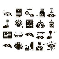 Optometry Medical Aid Glyph Set Vector