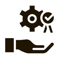 Hand Holding Gear And Medal Icon Vector