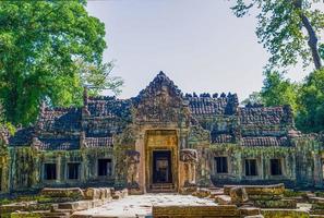 Mystical and famous ruins of Anchor Wat in Cambodia with no people in summer photo