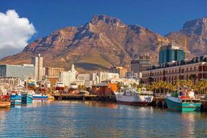 View over the harbour of Cape Town to the Table Mountain photo