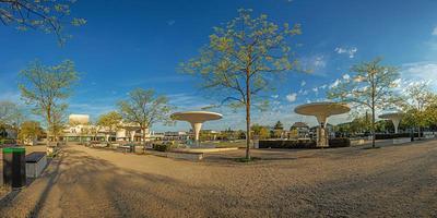 Panoramic view of Georg Buechner Square and Hessian State Theater in German university city Darmstadt photo