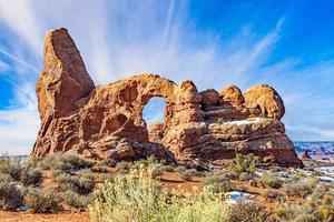 Picture of Turret Arch in the Arches National Park in Utah in winter photo