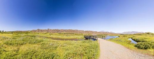 Panoramic picture over Thingvellir national park on Iceland in summer during daytime photo