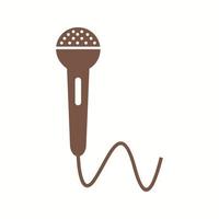 Beautiful Mic with Wire Glyph Vector Icon