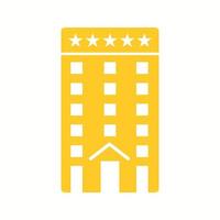 hermoso icono de vector de glifo de hotel de cinco estrellas