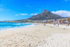 View from beach in Camps Bay to Lions Head mountain photo