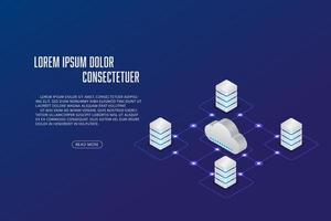 Vector isometric storage with cloud concept Technology abstract background.