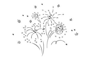 Fireworks. Set of sun rays, explosion effects, doodles on white background EPS Vector