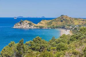 View on Hahei beach on northern island of New Zealand in summer photo