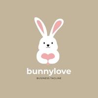 bunny love logo design concept vector