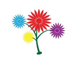 4 color flower tree vector design