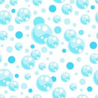 Cartoon soap bubbles seamless pattern. Effervescent oxygen bubbles, bath suds, fizzy soda or drink. Vector background on white background.