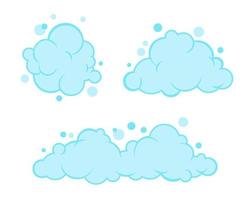 juego de espuma de jabón con burbujas. Cartón de espuma azul claro de agua de baño, champú, afeitado, mousse. ilustración vectorial aislado sobre fondo blanco. vector