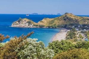 View on Hahei beach on northern island of New Zealand in summer photo