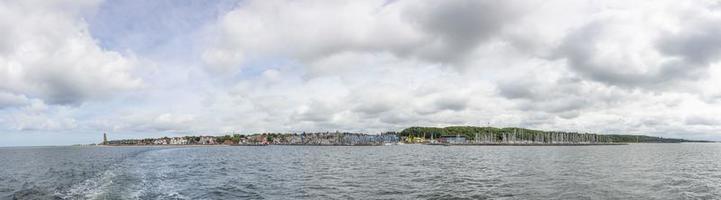 Panoramic view on the beach of the German village Laboe at the baltic sea in summer photo