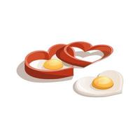 Vector image of fried eggs in the form of a heart. Cartoon style. EPS 10