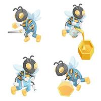 imagen vectorial de un conjunto de abejas haciendo su trabajo. dibujos animados. eps 10 vector