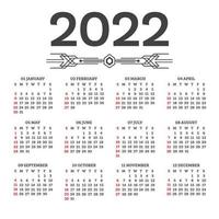 Calendar 2021 Isolated on White Background. Week starts from Sunday. vector