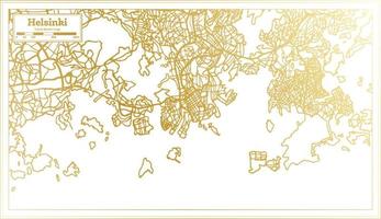 mapa de la ciudad de helsinki finlandia en estilo retro en color dorado. esquema del mapa. vector