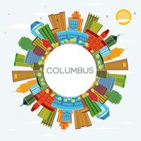 Columbus Ohio City Skyline with Color Buildings, Blue Sky and Copy Space. vector