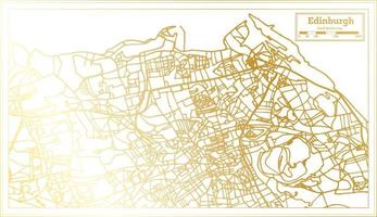 mapa de la ciudad de edimburgo escocia en estilo retro en color dorado. esquema del mapa. vector