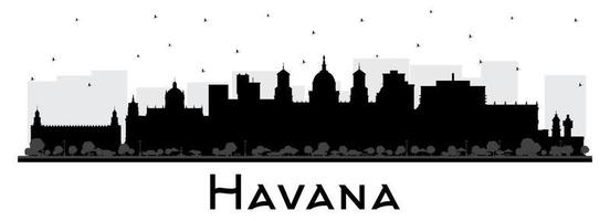 Havana Cuba City Skyline Silhouette with Black Buildings Isolated on White. vector