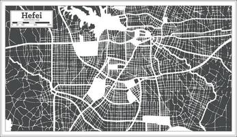 mapa de la ciudad de hefei china en estilo retro. esquema del mapa. vector