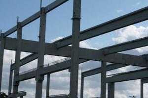 Precast concrete elements on construction site photo