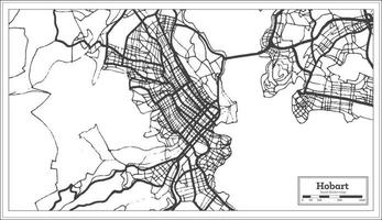 Hobart Australia City Map in Black and White Color. Outline Map. vector