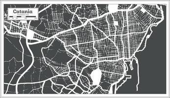 mapa de la ciudad de catania italia en color blanco y negro en estilo retro. esquema del mapa. vector