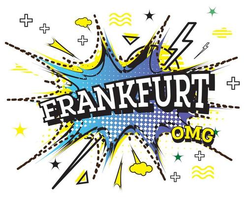 Frankfurt Comic Text in Pop Art Style Isolated on White Background.