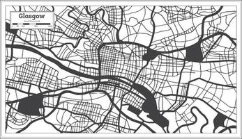 Glasgow Great Britain City Map in Black and White Color in Retro Style. Outline Map. vector