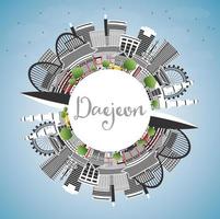 Daejeon South Korea City Skyline with Color Buildings, Blue Sky and Copy Space. vector