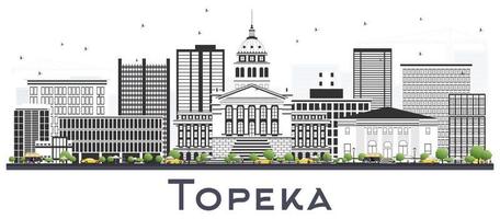 Topeka Kansas City Skyline with Gray Buildings Isolated on White. vector