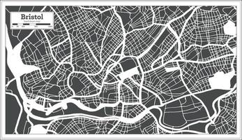 mapa de la ciudad de bristol gran bretaña en color blanco y negro en estilo retro. esquema del mapa. vector