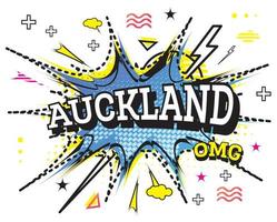 Auckland Comic Text in Pop Art Style Isolated on White Background. vector